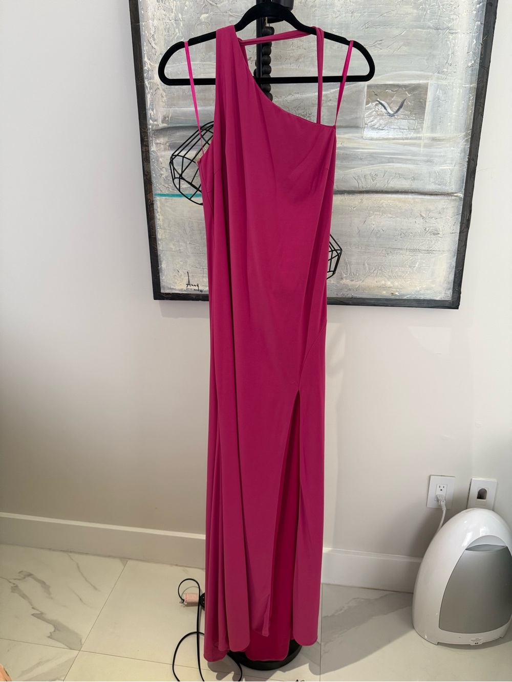 Elegant One-Shoulder Pink Mac Duggal Maxi Dress